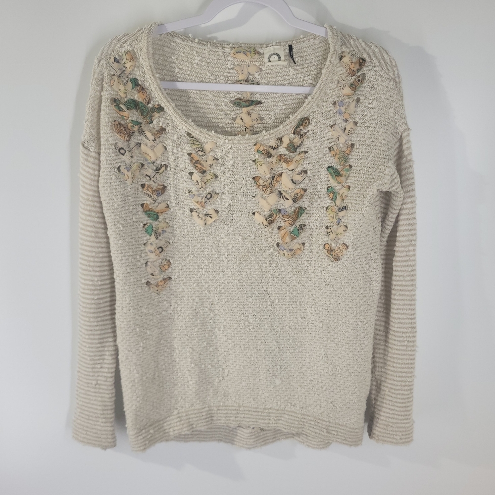 Akemi & Kin Woven Design Creme Sweater